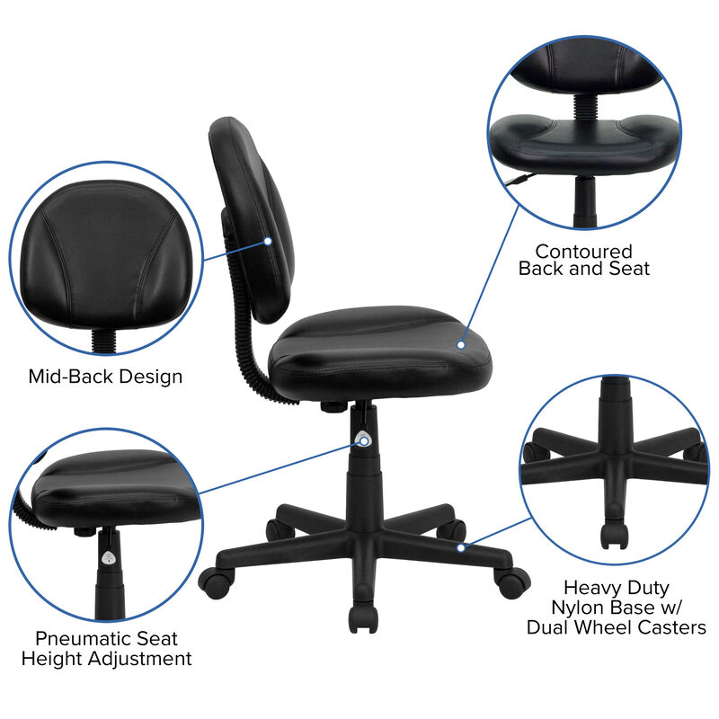 Ronald Mid-Back LeatherSoft Swivel Ergonomic Task Office Chair with Back Depth Adjustment image number 5