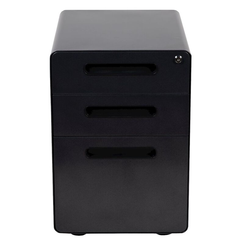 Flash Furniture 3-Drawer Mobile Locking Filing Cabinet with Anti-Tilt Mechanism, Black image number 7