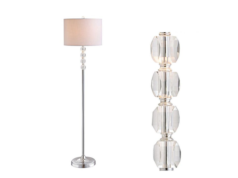 Aubrey 59.5" Crystal / Metal LED Floor Lamp, Clear/Chrome