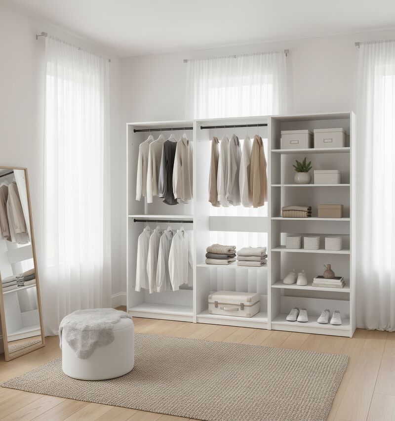 Prosper White Freestanding Walk in Wood Closet System