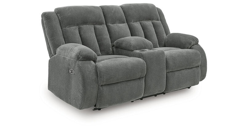 Greely Bend Power Reclining Loveseat with Console in Gray image number 4