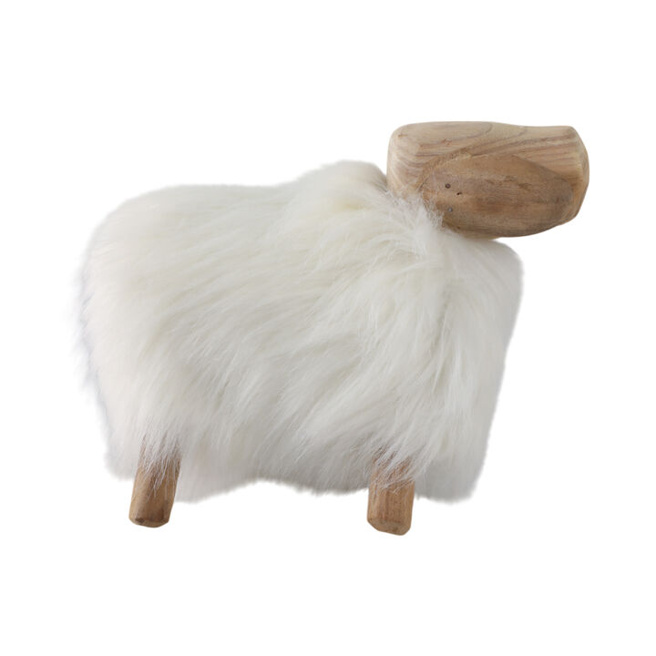 12" Faux Fur Sheep, White/natural