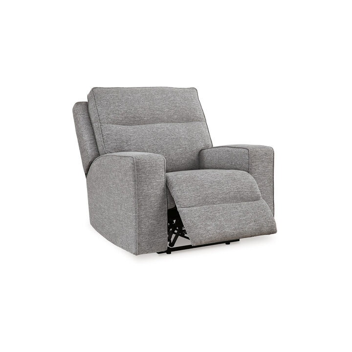 Cloe Power Recliner Chair, Adjustable Back, Gray Performance Nuvella - Benzara
