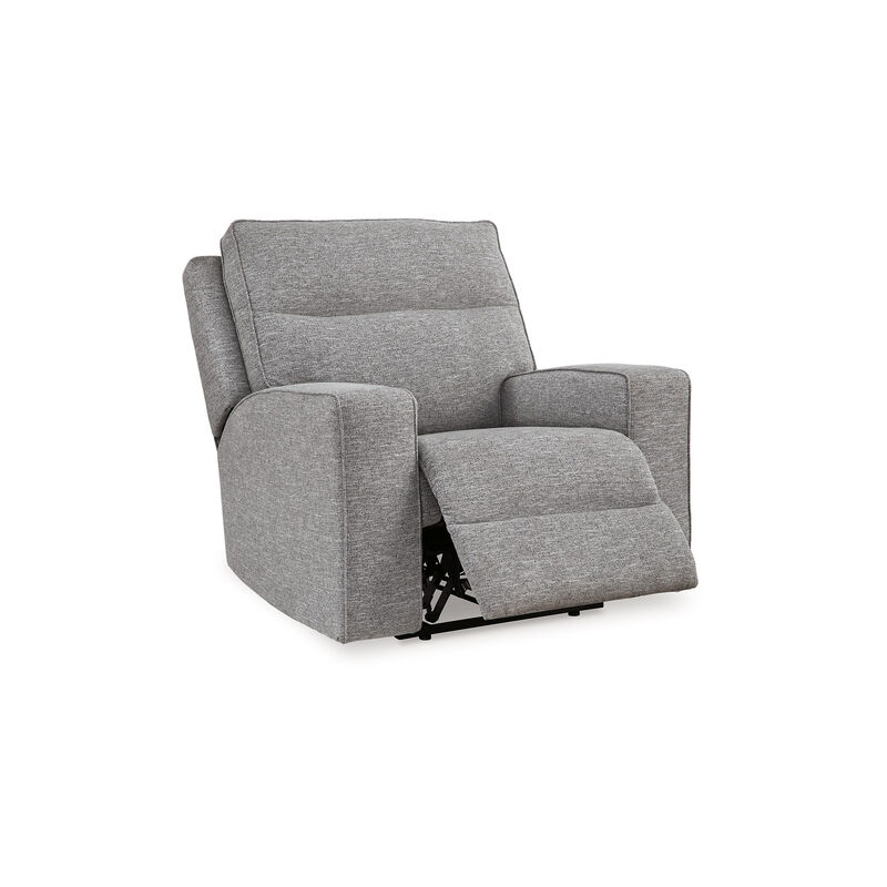 Cloe Power Recliner Chair, Adjustable Back, Gray Performance Nuvella - Benzara