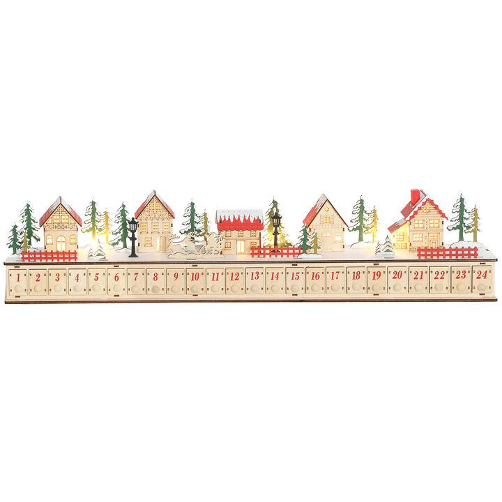 BreeBe Christmas Advent Calendar with 24 Drawers and LED Lights
