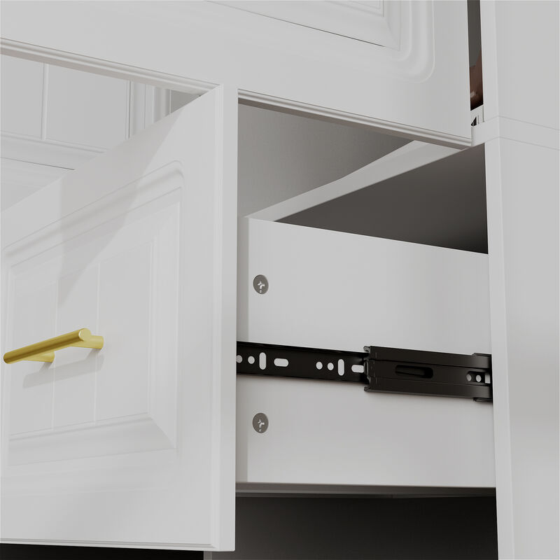 FUFU&GAGA Large Capacity Combined Wardrobe with Embossed Molded Doors, Multi-Functional Hidden Storage for Hanging and Folding Clothes, (144.9 in. W x 20.6 in. D x 93.9 in. H), White