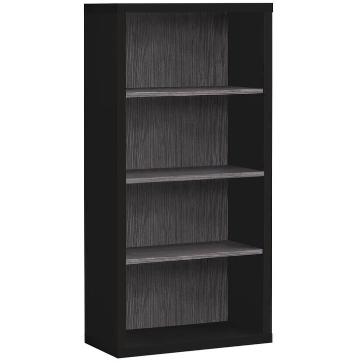 Bookshelf, Bookcase, Etagere, 5 Tier, 48H, Office, Bedroom, Black And Grey
