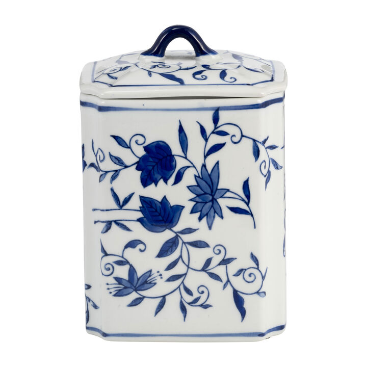 Ceramic Box Jar With Lid, Blue