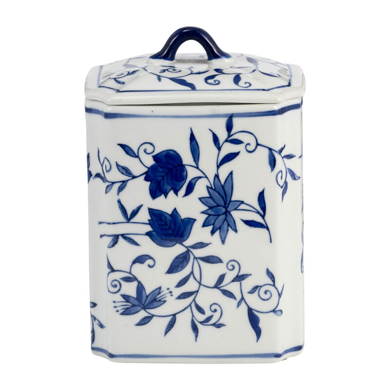 Ceramic Box Jar With Lid, Blue image number 0