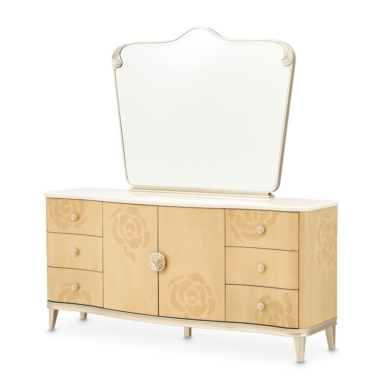 Camellia Field Dresser & Mirror - Caramel image number 1