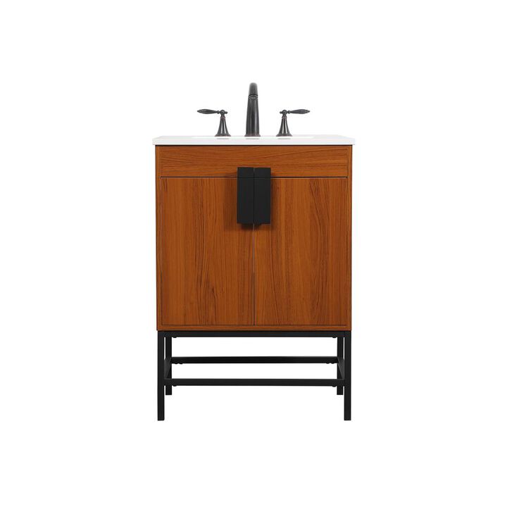 Elegant Kitchen and Bath 24 inch Single bathroom vanity in teak