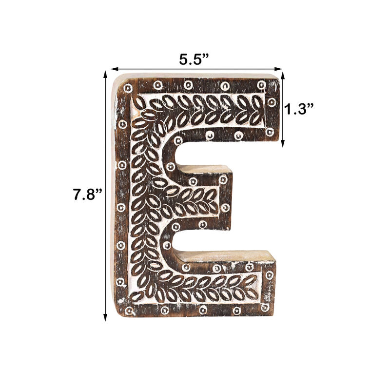 Vintage Natural Handmade Eco-Friendly "E" Alphabet Letter Block For Wall Mount & Table Top Décor