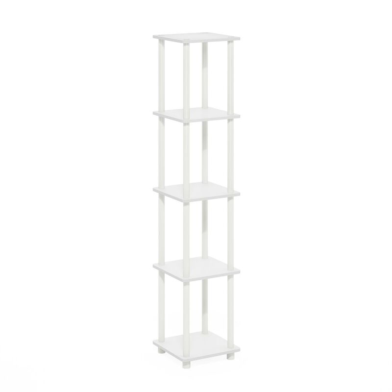 Turn-N-Tube 5-Tier Corner Square Rack Display Shelf, White/White