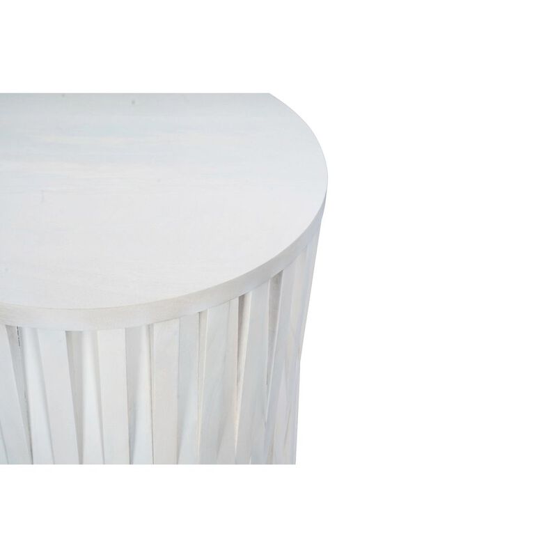 Carolina Chair & Table Hatteras Hi-Lo Vertical Slats Accent Table - Whitewash