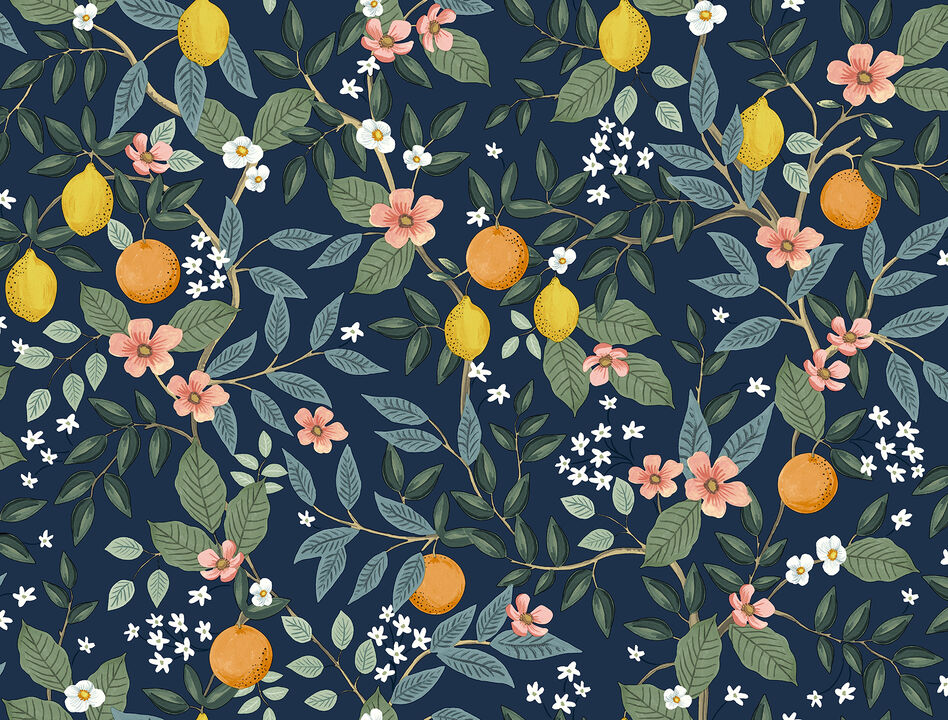 Citrus Grove Navy Peel & Stick Wallpaper