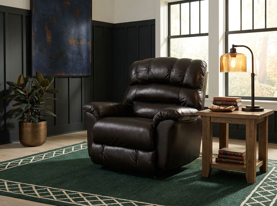 Randell Chocolate Leather Rocking Recliner