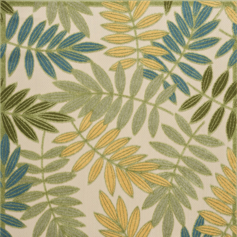 HomeRoots 6' X 9' Green Yellow And Blue Palm Leaf Indoor Outdoor Area Rug image number 5