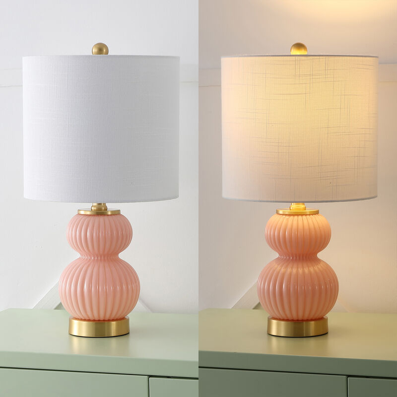 Daphne 20" Contemporary Transitional Metal/Glass Ribbed Gourd LED Table Lamp