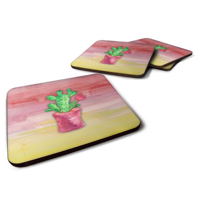 Caroline's Treasures Flowering Cactus Watercolor Decorative coasters, 3.5, Multicolor