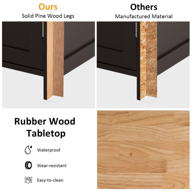 Hivvago Kitchen Island Cart Rolling Serving Cart Wood Trolley