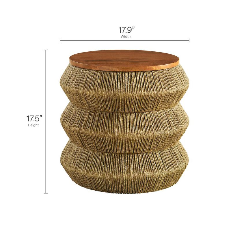 Maris Seagrass and Wood End Table image number 1
