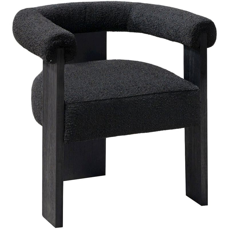 Meridian Furniture Barrel Black Boucle Fabric Dining Chair