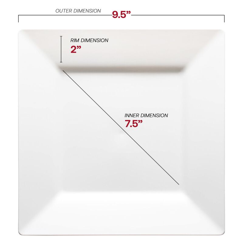 9.5" White Square Plastic Dinner Plates (120 Plates) image number 2