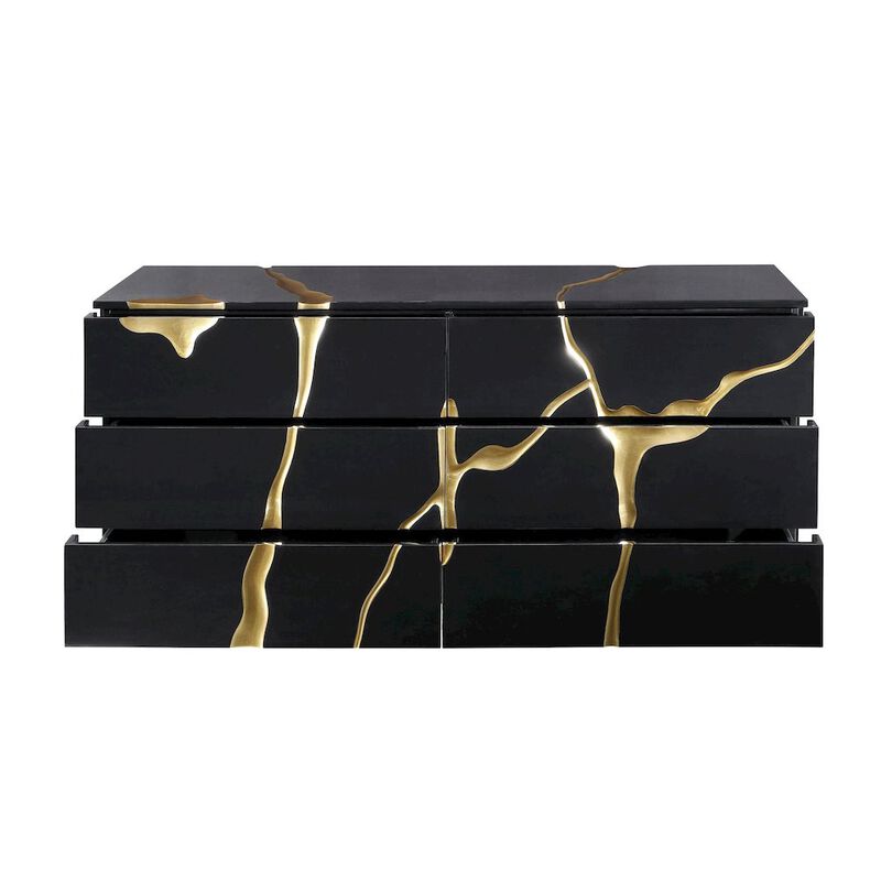 Modern Lacquered Dresser with Striking Crack Accents and Base image number 6