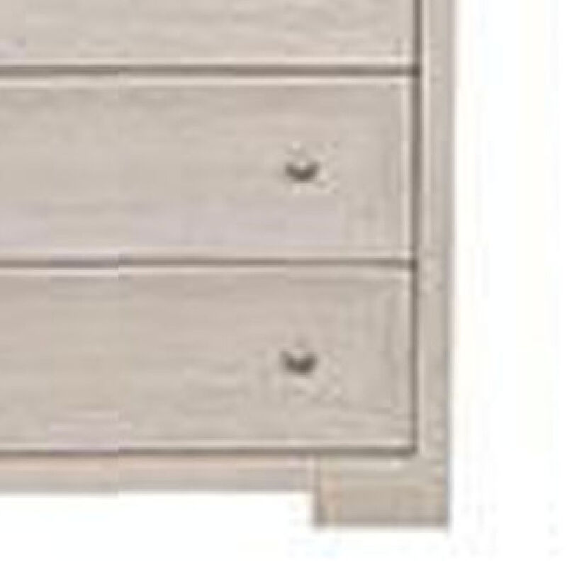 Kizie Tall Dresser Chest, 5 Drawers, Bronze, Beige Solid Wood, 38 Inch - Benzara