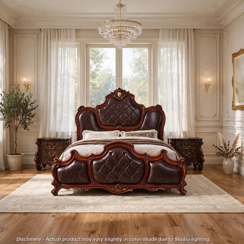 3pc King Bedroom Set, Brown, 2 Nightstands image number 8