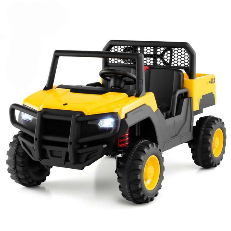 Kids 24V Electric Dump Truck Ride On Car with 2 Seats for Yard and Garden-Yellow image number 0