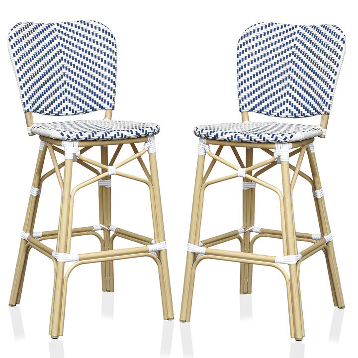 Adino Navy Patio Bar Chairs