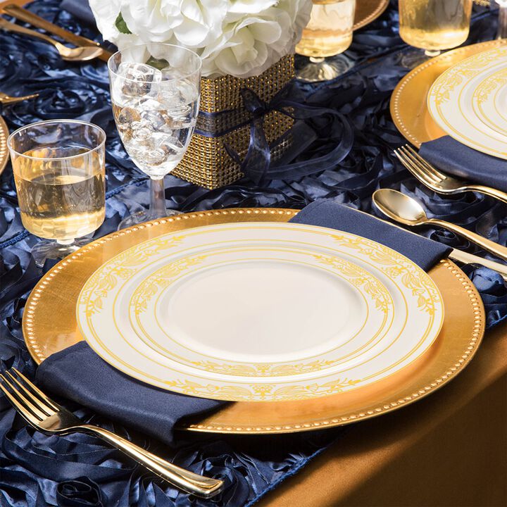 Ivory with Gold Harmony Rim Plastic Wedding Value Set (30 Sets)