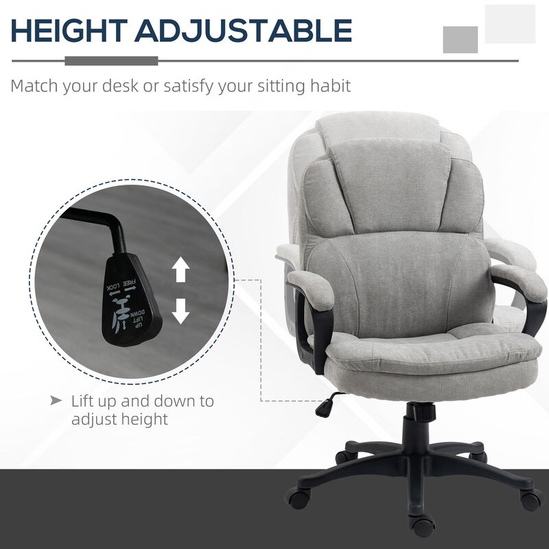 Light Gray Office Comfort: Massage Desk Chair with USB & Vibration Points