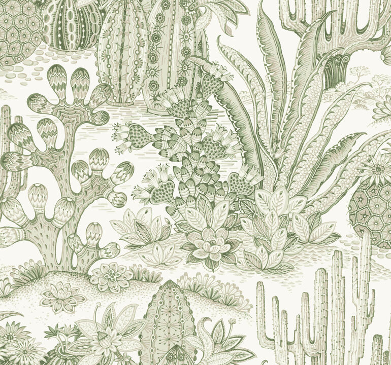 Lotus Land Cacti Palm Wallpaper
