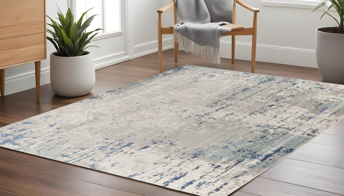 HomeRoots Square Abstract Power Loom Area Rug
