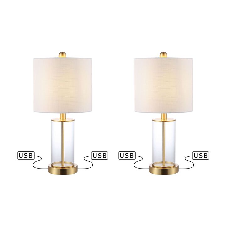 Abner Glass Modern Contemporary USB Charging LED Table Lamp (Set of 2)