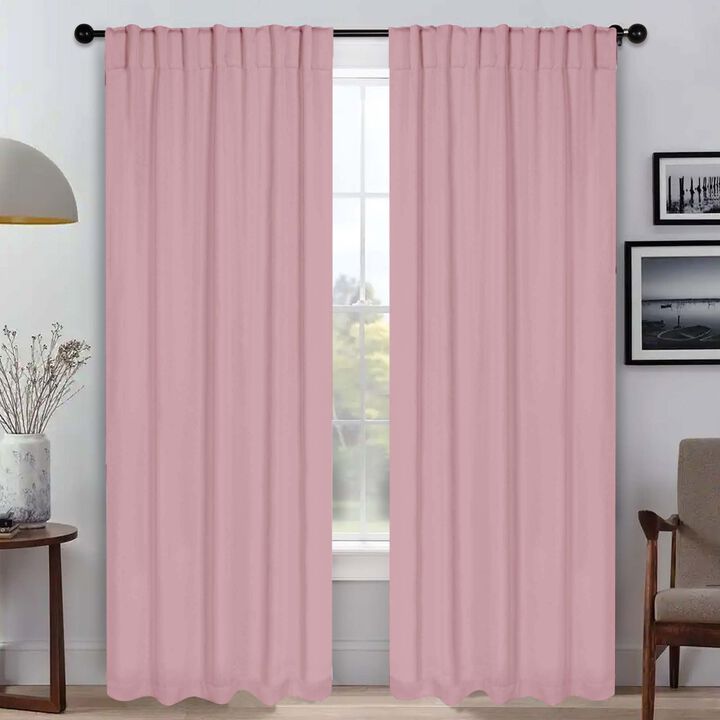 Blackout Window Curtains Set of 2 Solid Room Darkening Back Tab Panels