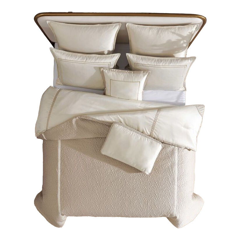 Dely 8pc Satin King Size Comforter Set with Shams, Reversible Gold