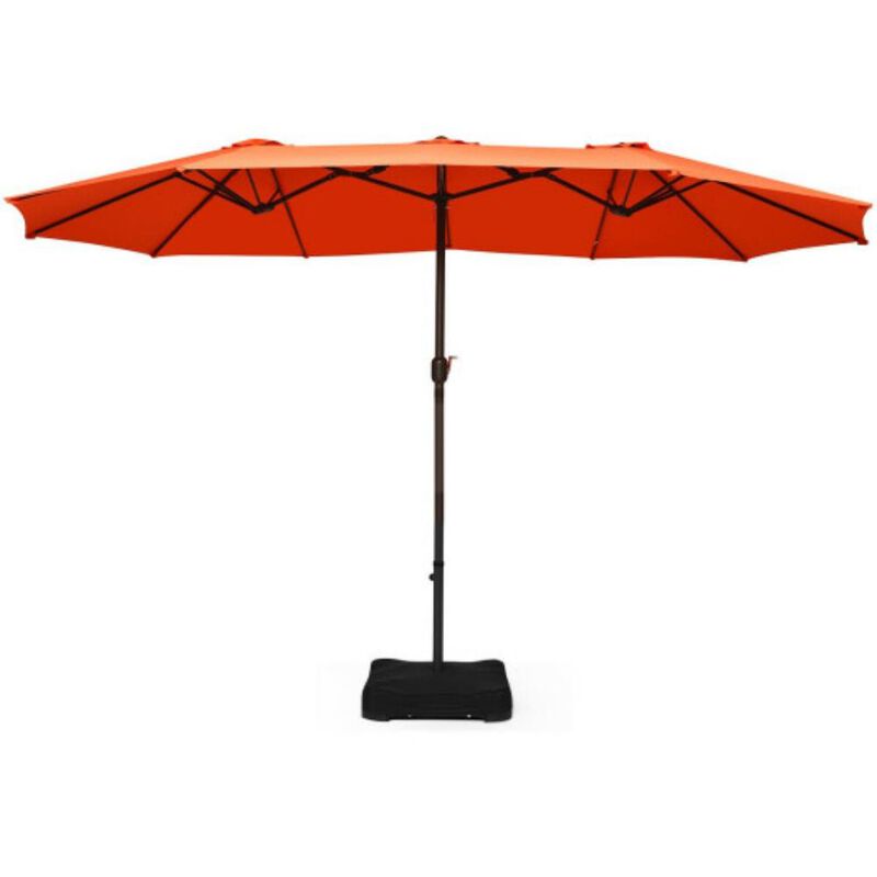 Extra Large Patio Double Sided Umbrella with Crank and Base