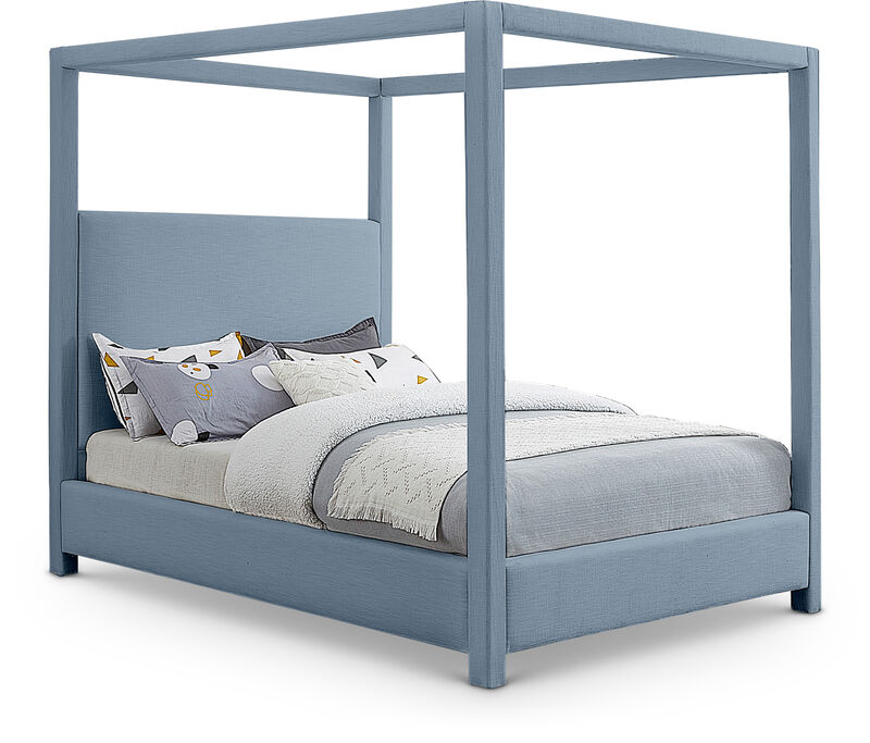 Meridian Furniture Emerson Sky Blue Linen Textured Fabric Full Bed image number 0