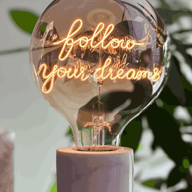 Bulb FOLLOW YOUR DREAMS Amber with Base Table Lamp PORTABLE Pop image number 1