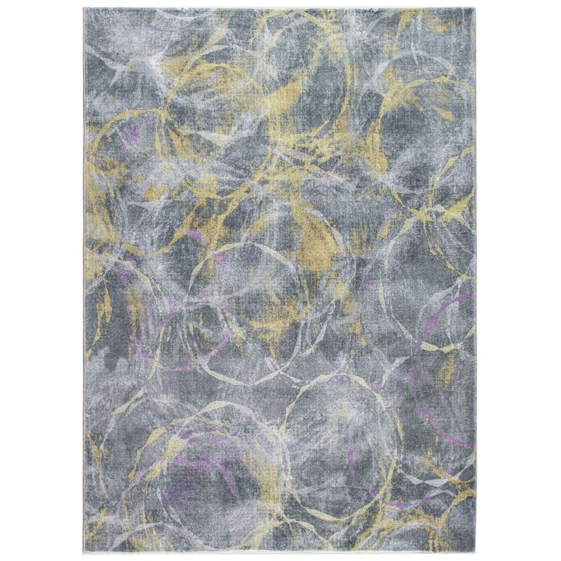 Roxy 2808 Grey/Gold Visions Area Rug, Size - 2' x 7' Runner