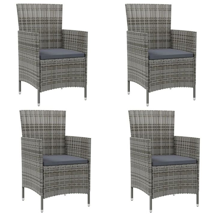 Garden Chair Set of 4 Grey Poly rattan Medium Durable