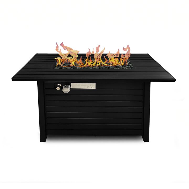 Mondawe 24" H Steel Propane Outdoor Fire Pit Table with Lid