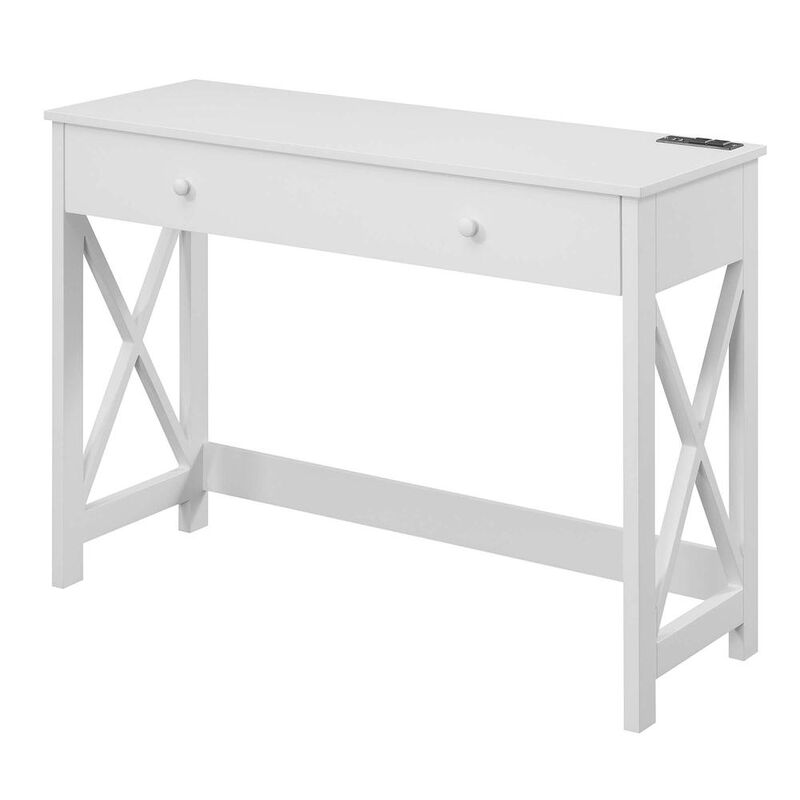 Convenience Concepts Oxford 42 inch Desk with Charging Station White
