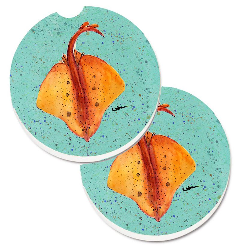 Caroline's Treasures Stingray Set of 2 Cup Holder Car Coasters 8532CARC, 2.56, Multicolor
