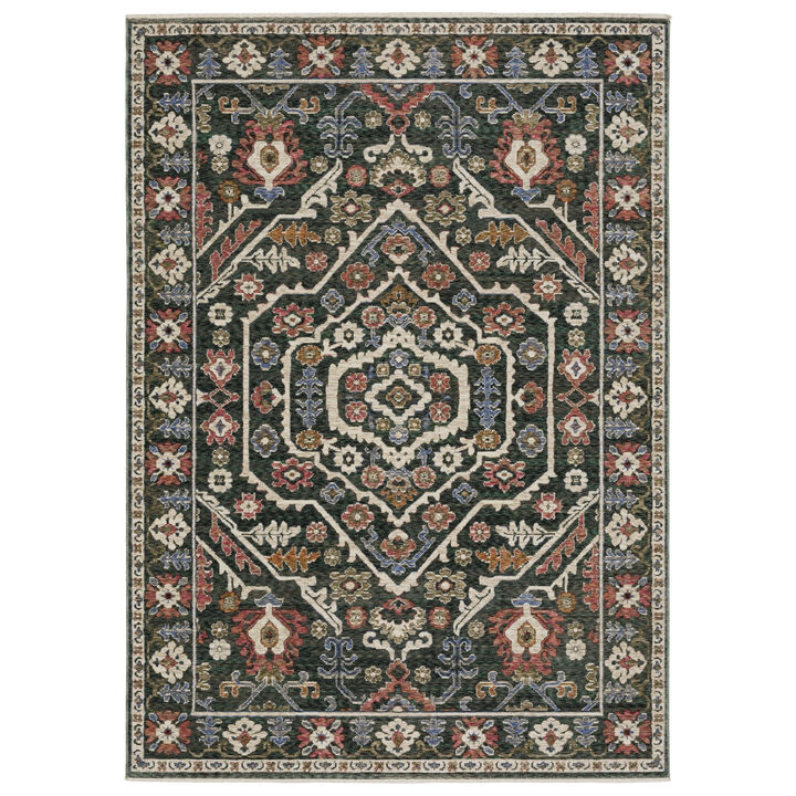 HomeRoots Floral Area Rug With Fringe