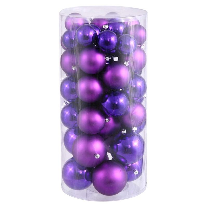 Vickerman 24724 - 2.4" / 3" / 4" Purple Shiny Matte Ball Christmas Tree Ornament (50 pack) (N112406A) image number 0