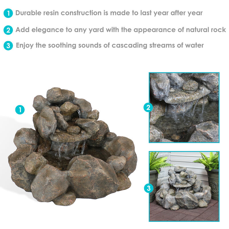 Sunnydaze Electric Resin Rocky Ravine Outdoor Water Fountain - 18 in